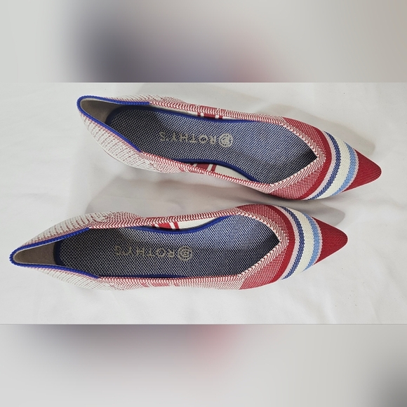 Rothy's RARE UNICORN The Point Varsity Stripe Pointed Toe Knit Woven Ballet shoe - Picture 5 of 14